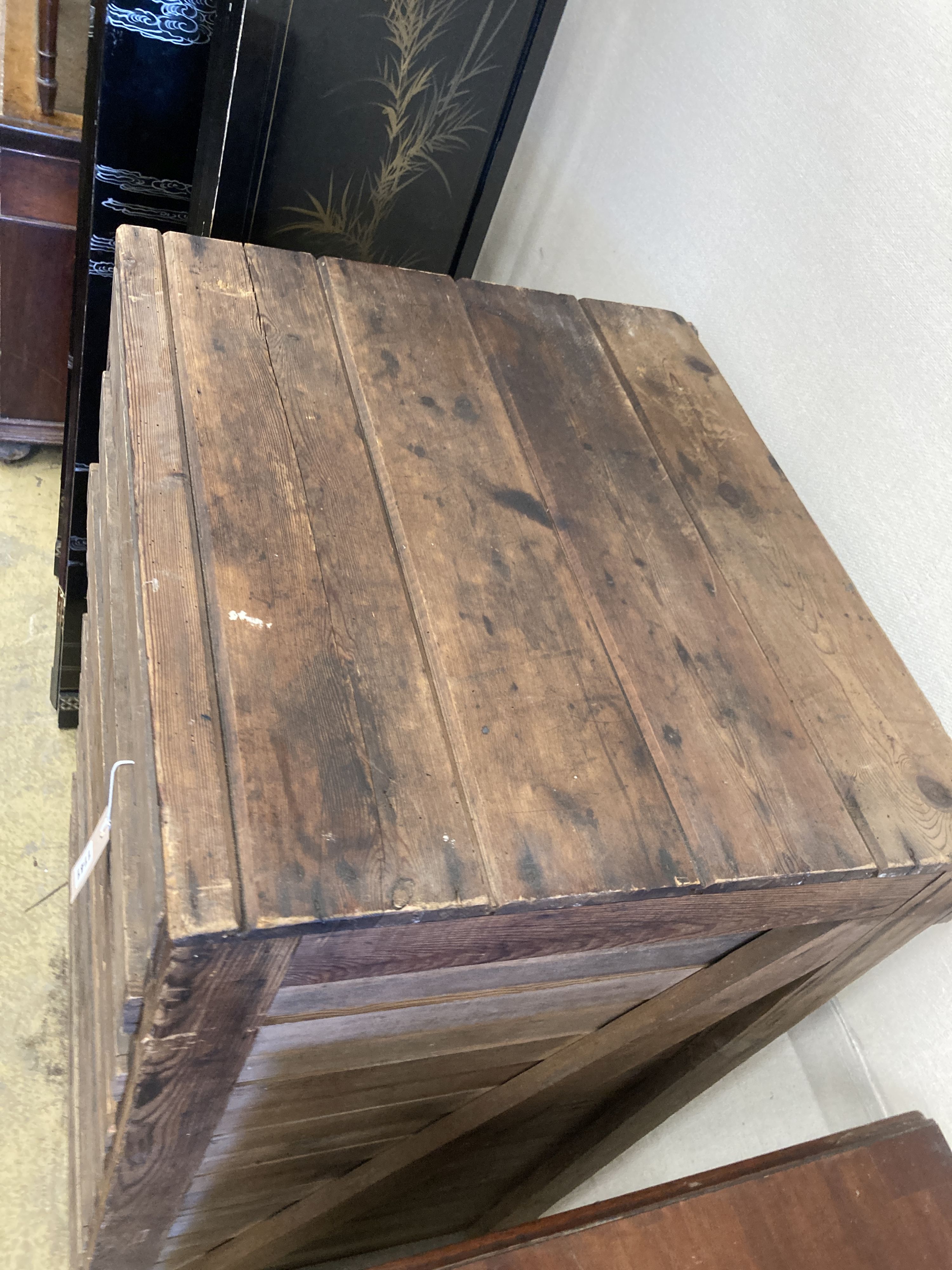 A vintage pine apple chest, width 67cm, depth 59cm, height 119cm